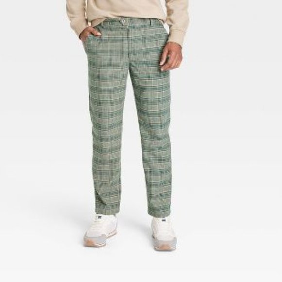 NWT Green Plaid Adult Tailored Suit Pants 30x30 - Houston White - Picture 11 of 12